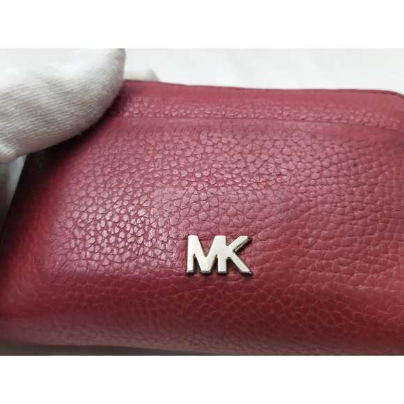 Michael Kors Red Pebbled Leather Zip Around Credit Card Small Wallet - Picture 4 of 16